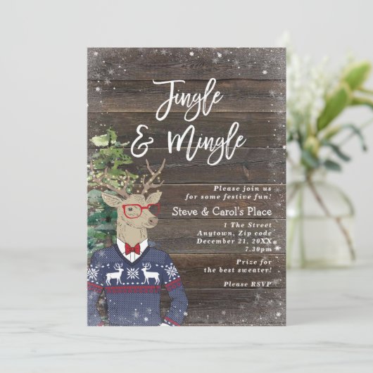 rustiek hert kerstfeest kaart (Staand voorkant)