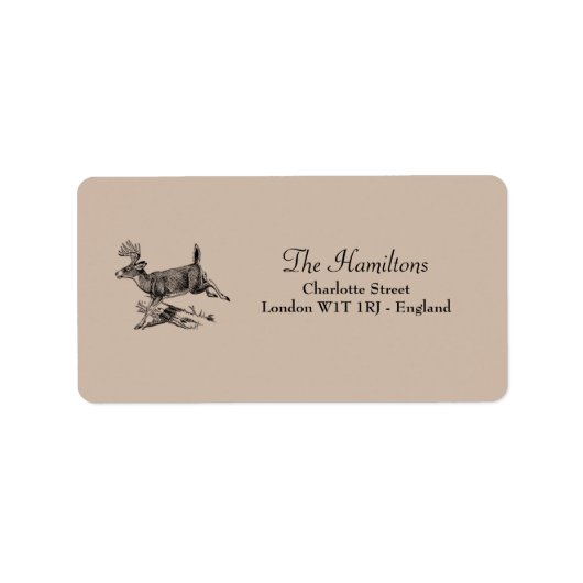 Rustiek hert Woodland bruiloft adres label (Voorkant)