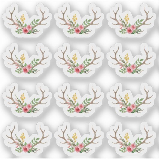 Rustiek Herten Antler Boheemse Bloemen Planner She Sticker (Voorkant)