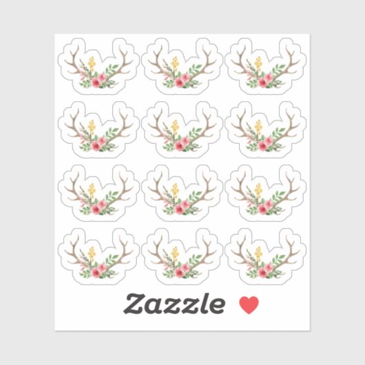 Rustiek Herten Antler Boheemse Bloemen Planner She Sticker (Vel)
