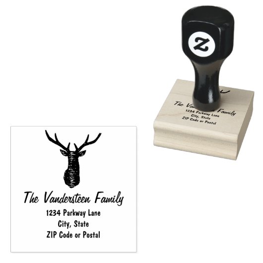 Rustiek Herten Antler Familienaam Retourstempel Rubberstempel (Gestempeld)
