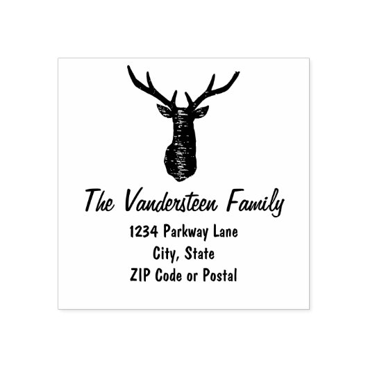 Rustiek Herten Antler Familienaam Retourstempel Rubberstempel (Afrduk)