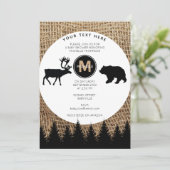 Rustiek Herten & Beer Baby shower Kaart (Staand voorkant)