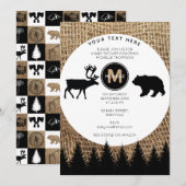 Rustiek Herten & Beer Baby shower Kaart (Voorkant / Achterkant)