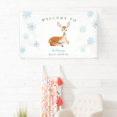 Rustiek Herten Blauw Winter Baby shower Welkom Spandoek (Insitu)