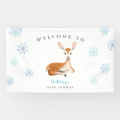 Rustiek Herten Blauw Winter Baby shower Welkom Spandoek (Horizontaal)