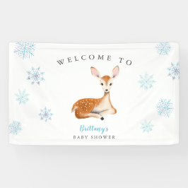 Rustiek Herten Blauw Winter Baby shower Welkom Spandoek