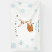Rustiek Herten Blauw Winter Baby shower Welkom Spandoek (Verticaal)