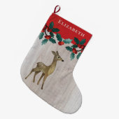 Rustiek Herten Bloemen Monogram Kerstmis Grote Kerstsok (Voorkant (Hangend))