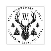 Rustiek  herten & dennenfamilie Monogram Adres Zelfinktende Stempel (Design)