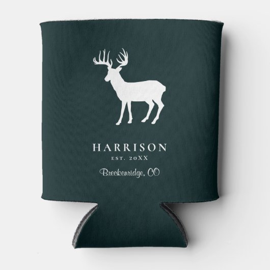 Rustiek Herten Groen Gepersonaliseerd Blikjeskoeler (Voorkant)
