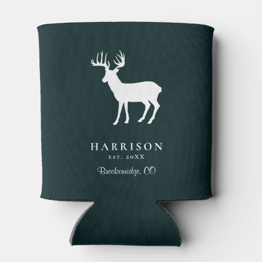 Rustiek Herten Groen Gepersonaliseerd Blikjeskoeler (Achterkant)