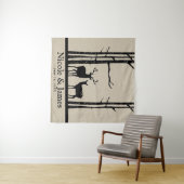 Rustiek Herten Hoofd Antlers Bruiloft Achtergrond Wandkleed (In Situ (horizontaal))