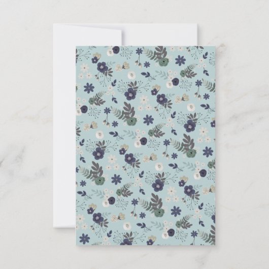 Rustiek Herten Hoofd Blauw Bloemen Baby Meisje Dan Bedankkaart (Achterkant)