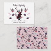 Rustiek Herten Hoofd Mauve Meisje Baby shower Regi Informatiekaartje (Voorkant / Achterkant)