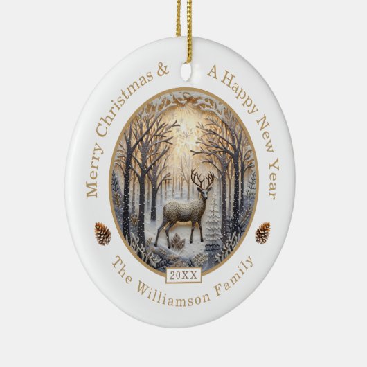 Rustiek Herten Vrolijk Kerstmis Custom Keramisch Ornament (Rechts)