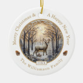 Rustiek Herten Vrolijk Kerstmis Custom Keramisch Ornament (Voorkant)