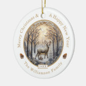 Rustiek Herten Vrolijk Kerstmis Custom Keramisch Ornament (Links)