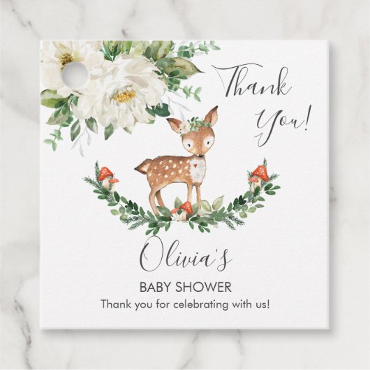 Rustiek Herten Woodland Animals Baby shower Bedank Bedankjes Labels (Voorkant)