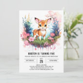 Rustiek Herten Woodland Joy Meisje Verjaardag Uitn Kaart (Staand voorkant)