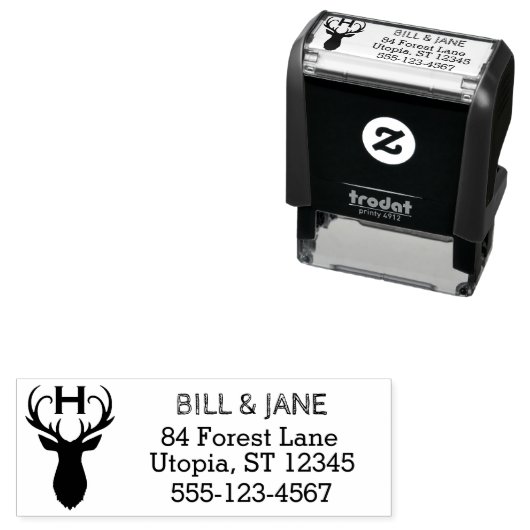 Rustiek hertengewei | Bruiloft Monogram Zelfinkt Zelfinktende Stempel (In situ)