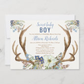 Rustiek hertengewei Sweet boy Virtual Baby shower Kaart (Voorkant)