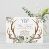 Rustiek hertengewei Sweet boy Virtual Baby shower Kaart (Staand voorkant)