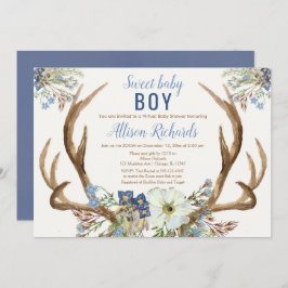 Rustiek hertengewei Sweet boy Virtual Baby shower Kaart