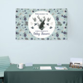 Rustiek Hertenhoofd Blauw Bloemen Baby shower Welk Spandoek (Beurs)