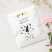 Rustiek Hertenhoofd Blauw Bloemen Modern Baby show Bedankzakje (Gezegeld)