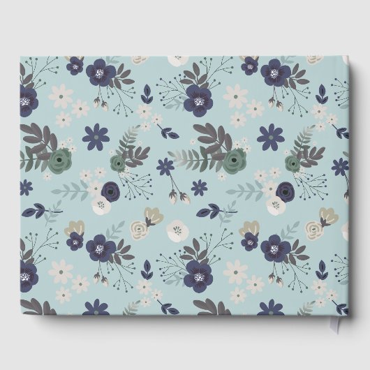 Rustiek Hertenhoofd Blauw Bloemen Modern Baby show Gastenboek (Achterkant)