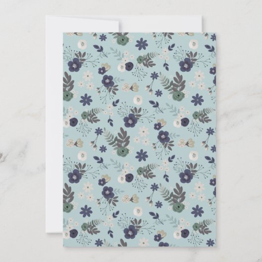 Rustiek Hertenhoofd Blauw Bloemen Modern Baby show Kaart (Achterkant)