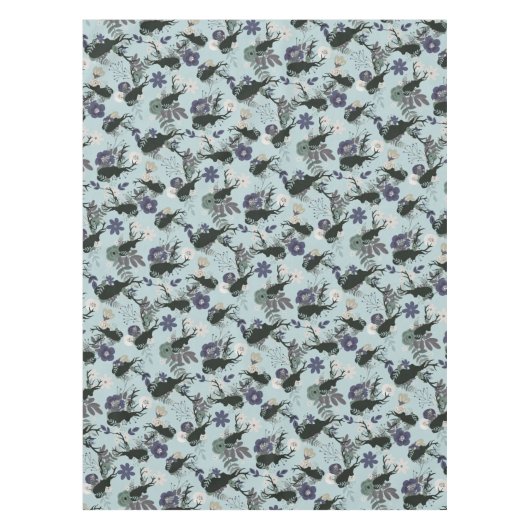 Rustiek Hertenhoofd Blauw Bloemen Modern Baby show Tafelkleed (Voorkant)