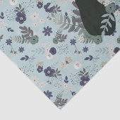 Rustiek Hertenhoofd Blauw Bloemen Modern Baby show Tissuepapier (Detail)