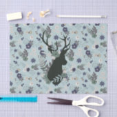 Rustiek Hertenhoofd Blauw Bloemen Modern Baby show Tissuepapier (Craft)