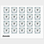 Rustiek Hertenhoofd Blauw Bloemen Modern Baby show Vierkante Sticker (Vel)