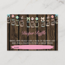 Rustiek Het is een meisje Mason Jar Luier Raffle T