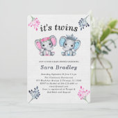 Rustiek Het is Twins burlap olifant baby shower Kaart (Staand voorkant)