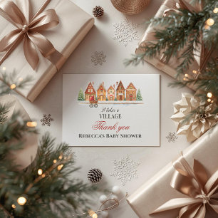 Rustiek Het neemt Dorpshuizen Winter Baby shower Bedankkaart
