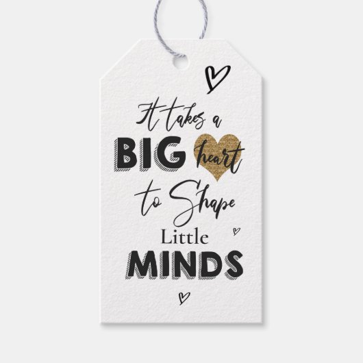 Rustiek Het vraagt grote hart leraar waardering Cadeaulabel (Voorkant)