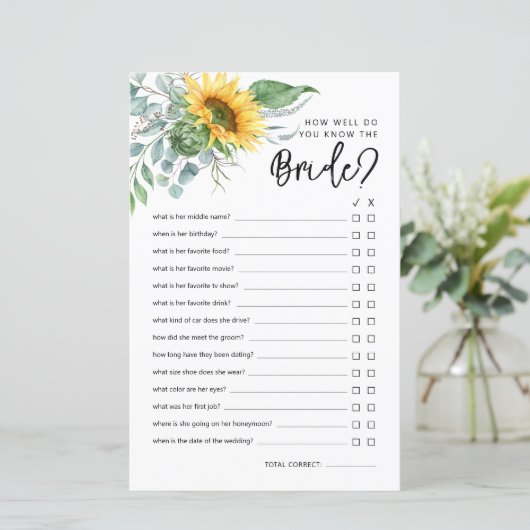 Rustiek Hoe goed ken je het bruidsdouche spel (Staand voorkant)