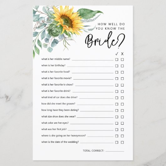 Rustiek Hoe goed ken je het bruidsdouche spel (Voorkant)