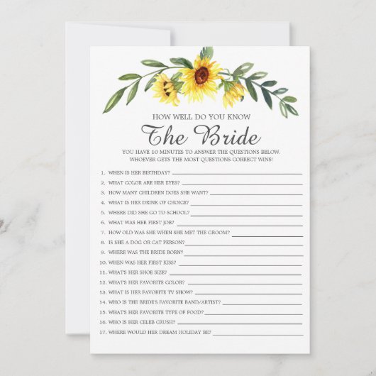 Rustiek Hoe goed ken je het bruidsdouche spel Kaart (Voorkant)