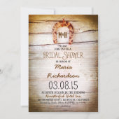 Rustiek hoefijzer Hout Bruids Douche Uitnodiging (Voorkant)