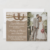 Rustiek Hoefijzer Trouwfoto Huwelijk Aankondiging (Voorkant)