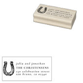 Rustiek Hoefijzer Trouwnamen & Retouradres Rubberstempel (Gestempeld)