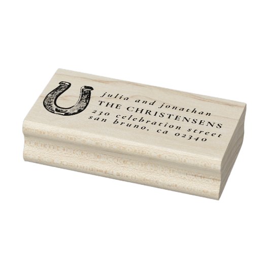 Rustiek Hoefijzer Trouwnamen & Retouradres Rubberstempel (Stempel)
