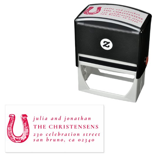 Rustiek Hoefijzer Trouwnamen & Retouradres Zelfinktende Stempel (In situ)