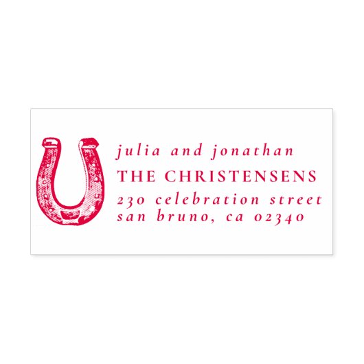 Rustiek Hoefijzer Trouwnamen & Retouradres Zelfinktende Stempel (Design)