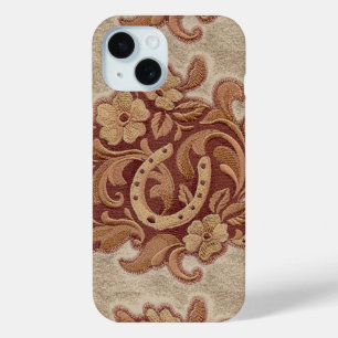 Rustiek hoefijzer western land bloemencowboy iPhone 15 case